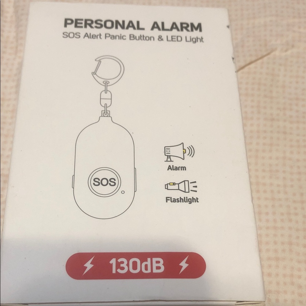 Personal Alarm SOS Panic Button Keychain with LED Light - White
